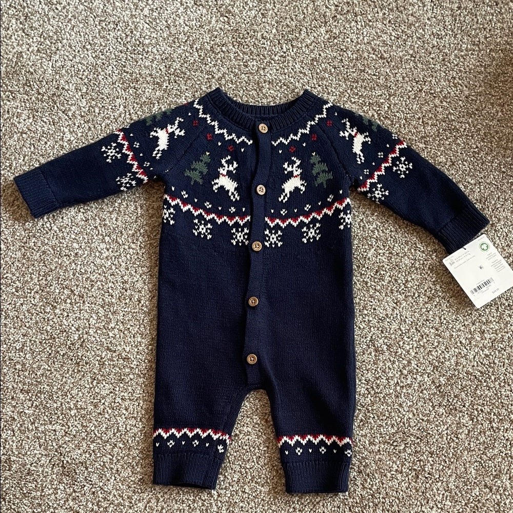 NWT Carter’s Little Planet Organic Holiday Baby Romper with Reindeer Pattern